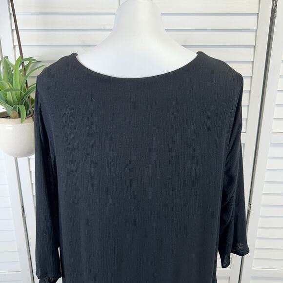 Niche Nilgun Derman XL Black Tissue Crepe Gauze‎ Layered Tunic Top Lagenlook - Picture 6 of 9